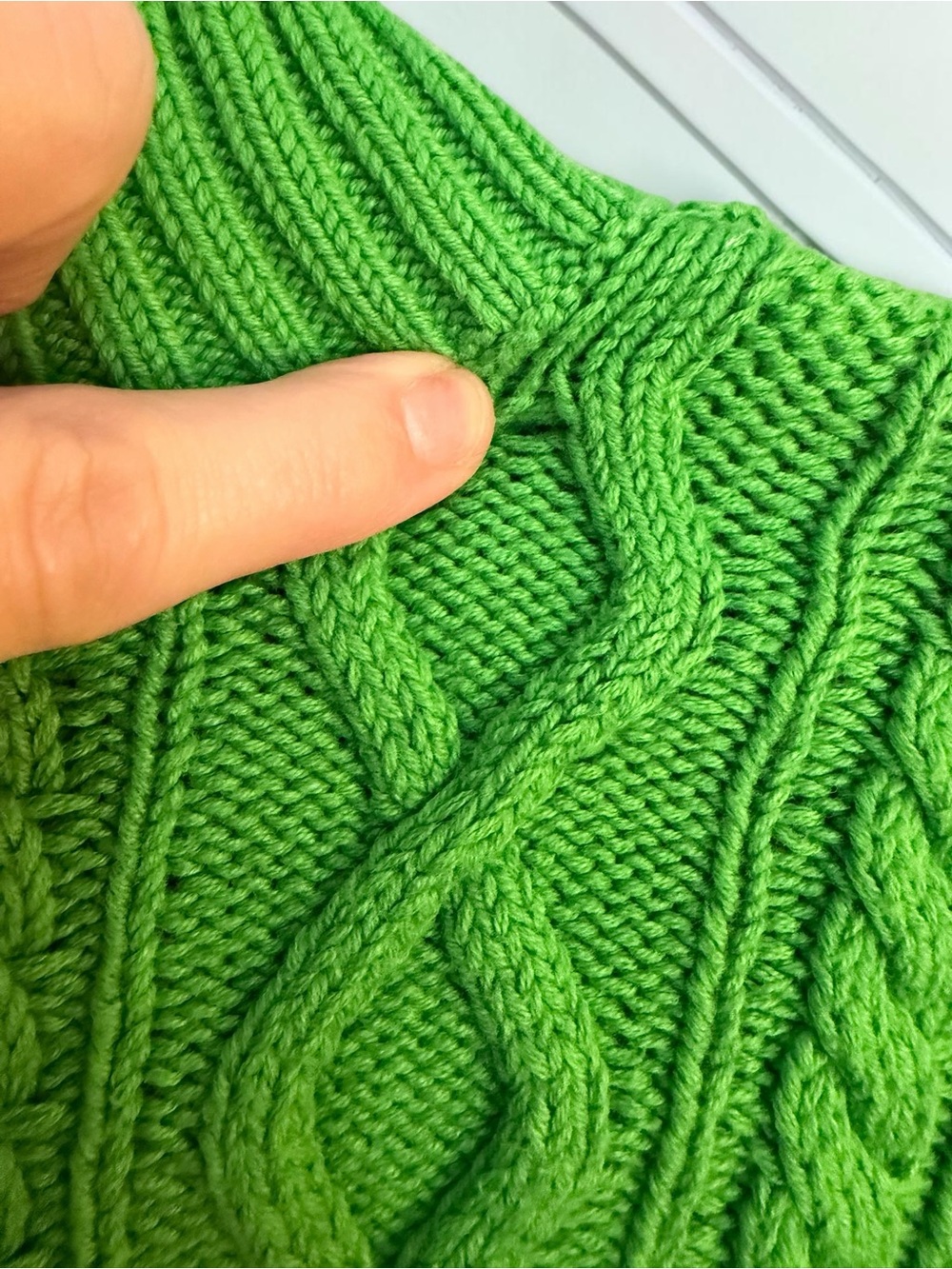 Chaps Bright Green Cable Knit Half-Zip Turtleneck Sweater - Picture 10 of 11